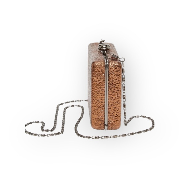 new Glitter Box Clutch Minaudière Bag Handbag ☾ Gold Drop In Chain ☾ - Picture 13 of 16